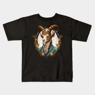 Goat King With Crown Kids T-Shirt